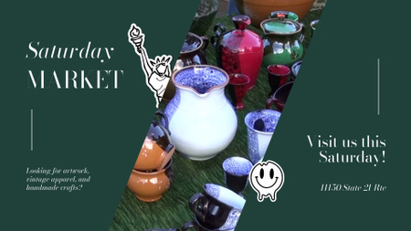 Platilla de diseño Saturday Market With Crafts And Pottery Full HD video