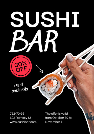 Ontwerpsjabloon van Poster van Sushi Bar kortingsadvertentie