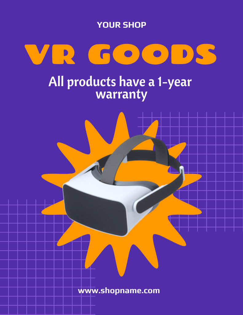 Designvorlage Virtual Reality Gear Sale Offer in Purple für Poster 8.5x11in