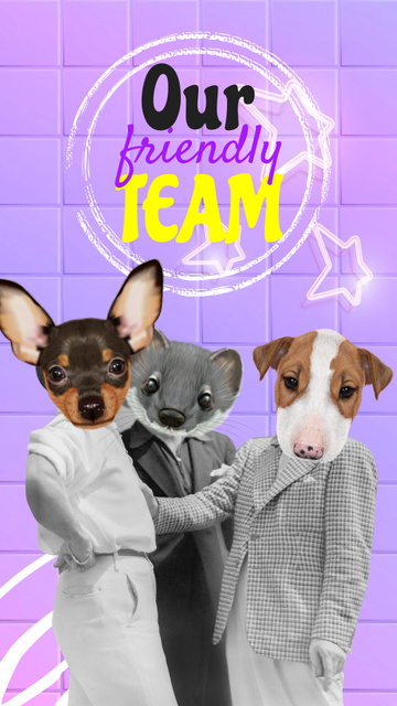 Designvorlage Cute illustration of Businessmen with Animals Heads für Instagram Story