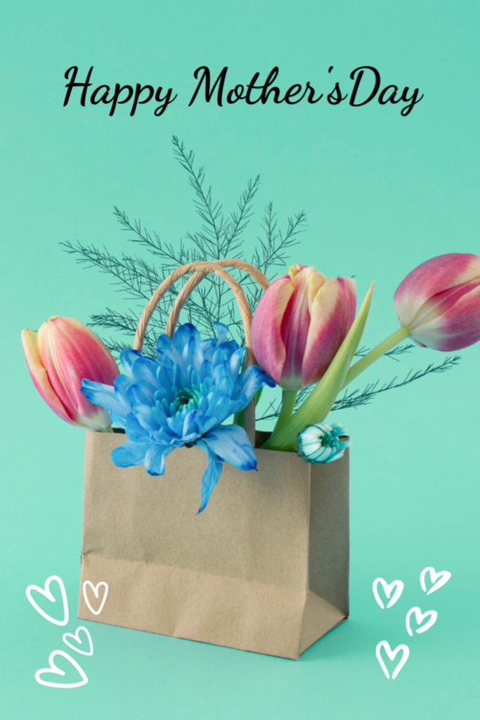 Flowers for Mother's Day Postcard 4x6in Vertical Modelo de Design