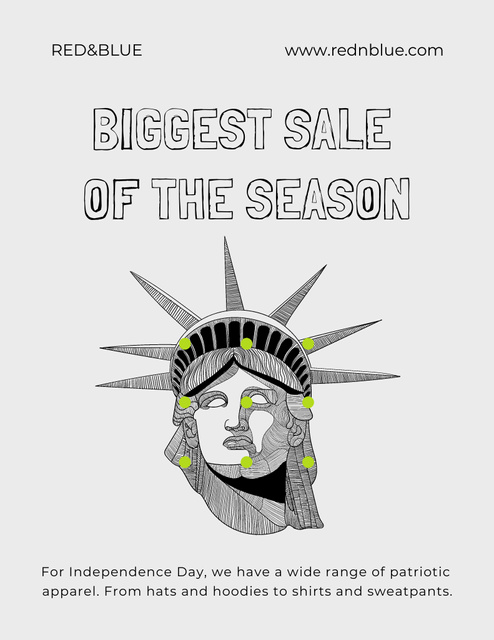 Modèle de visuel USA Independence Day Biggest Sale - Flyer 8.5x11in