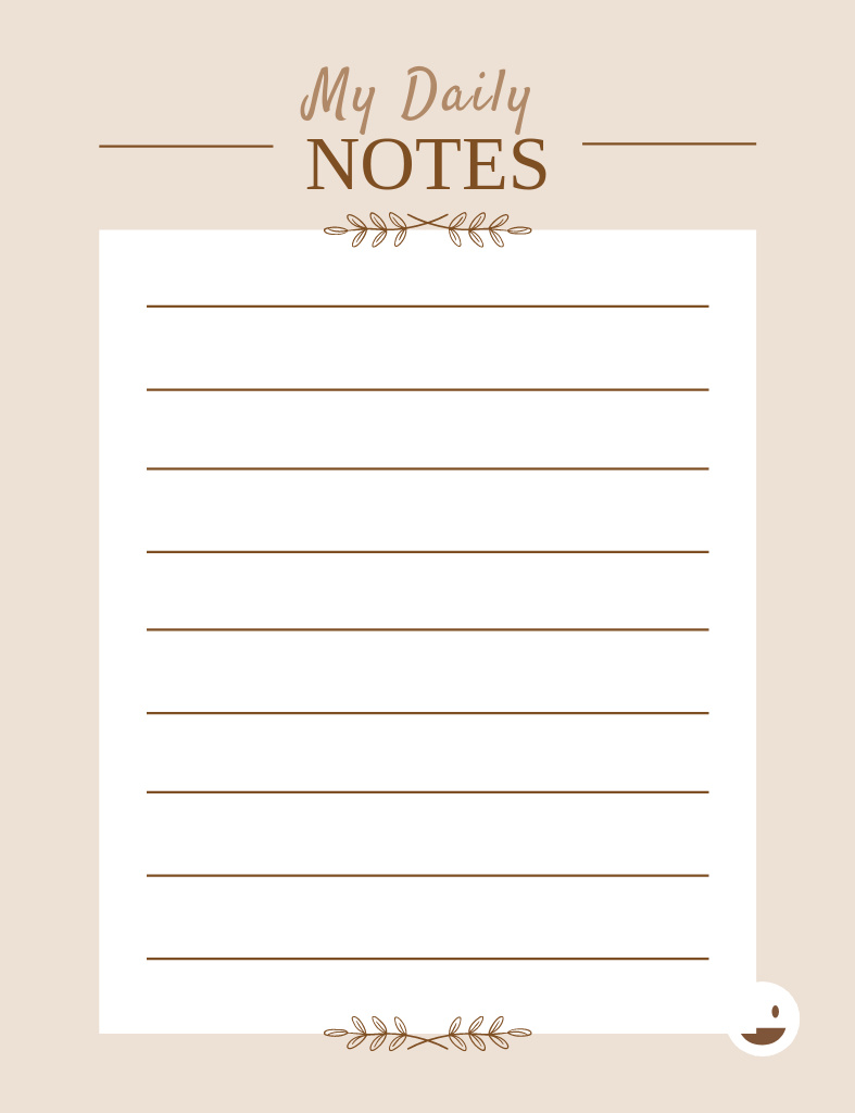 Simple Elegant Daily Planner on Beige Notepad 107x139mm Design Template