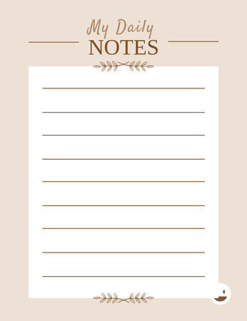 Simple Elegant Daily Planner on Beige Notepad 107x139mm Design Template