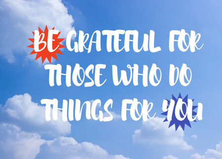 Platilla de diseño Phrase About Gratitude on Background of Blue Sky Postcard 5x7in