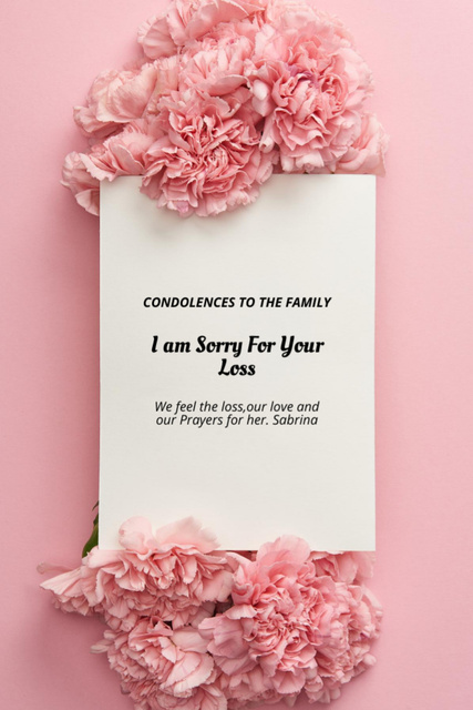Deepest Condolences Message to the Family Postcard 4x6in Vertical Design Template