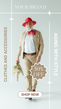 Clothes And Accessories For Elderly With Discount Instagram Story Design Template