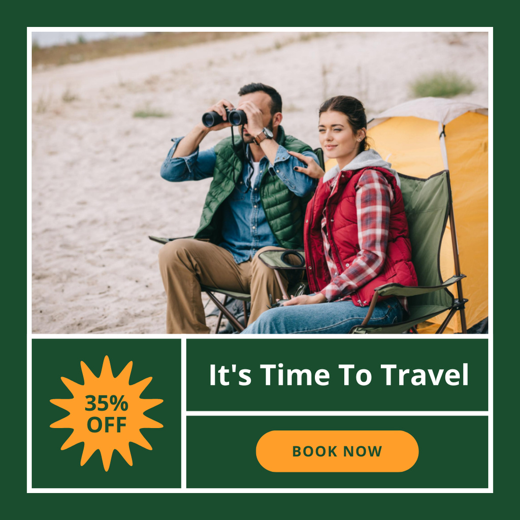Couple of Tourists for Travel Inspiration Instagram Design Template