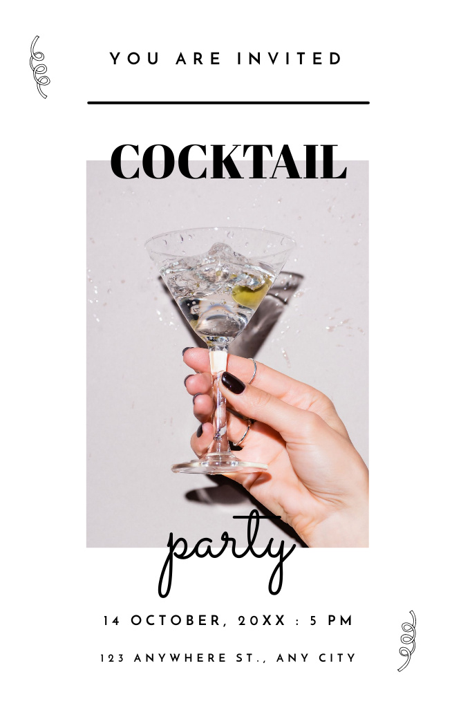 Luxury Cocktail Party Invitation 4.6x7.2in Šablona návrhu