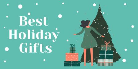 Gifts under Festive Christmas Tree Twitter Πρότυπο σχεδίασης