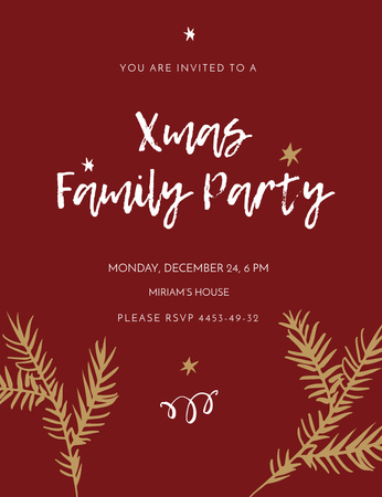 Christmas Family Party With Dinner Invitation 13.9x10.7cm Design Template