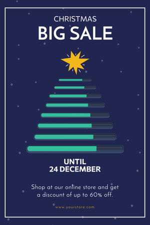 Christmas Big Sale Announcement with Abstract Xmas Tree Pinterest Tasarım Şablonu