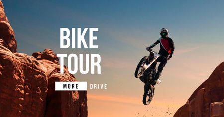 Bike Tours ad with Motorcycle in mountains Facebook AD Modelo de Design