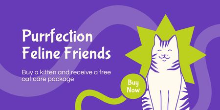 Ontwerpsjabloon van Twitter van Verkoop van kittens met gratis verzorgingspakket