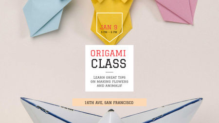 Origami Classes Invitation Paper Garland FB event cover Modelo de Design