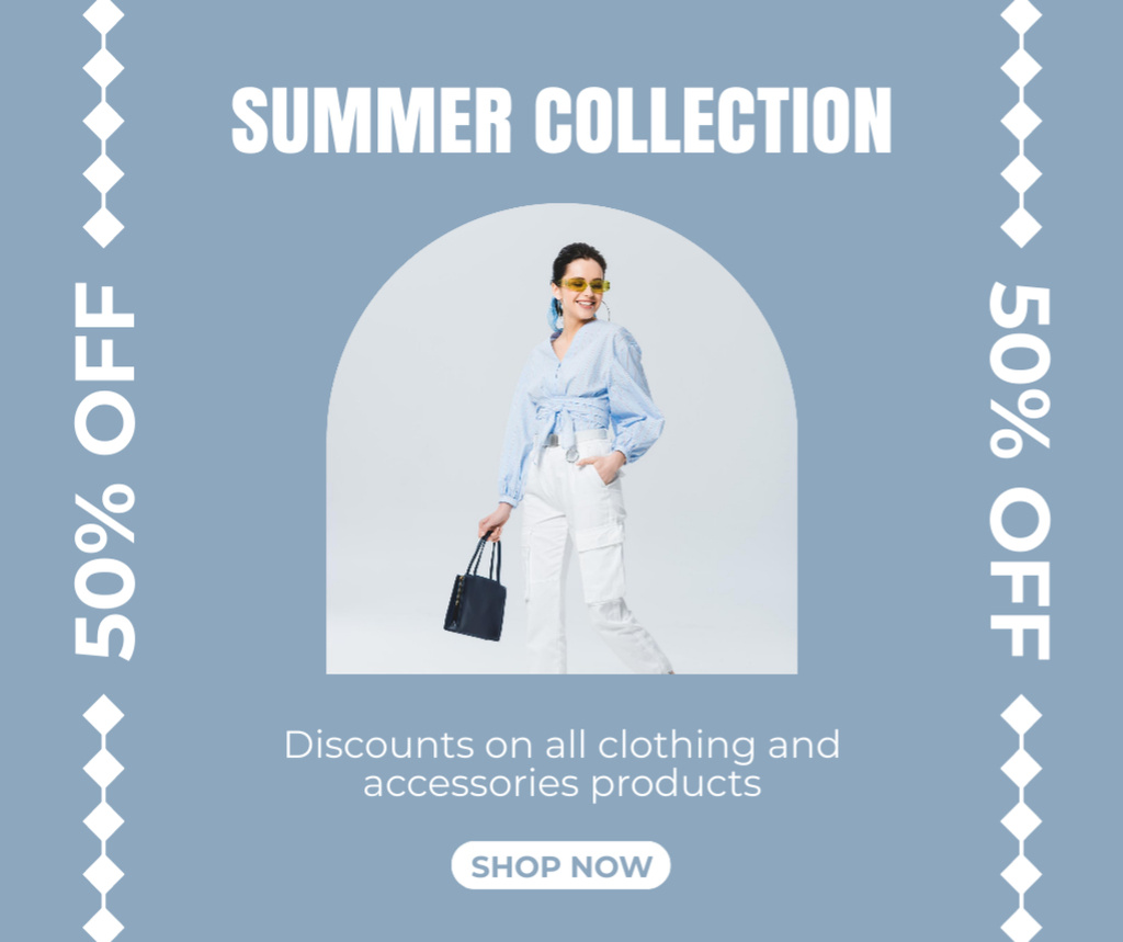 Summer Collection of Clothing and Accessories Facebookデザインテンプレート