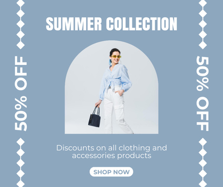 Designvorlage Sommerkollektion mit Kleidung und Accessoires für Facebook