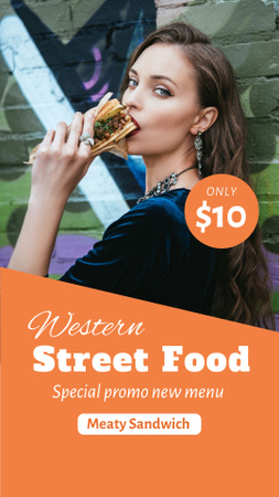 Plantilla de diseño de Menú Especial de Western Street Food Instagram Story 