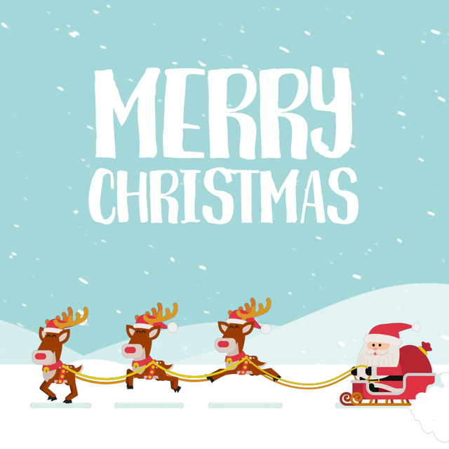 Santa Riding in Sleigh on Christmas Animated Post Modelo de Design