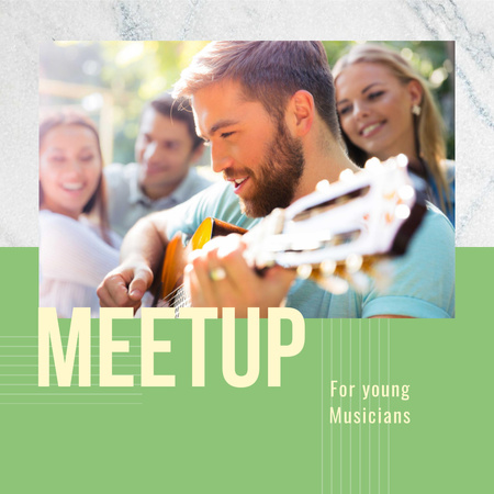 Friends at Party with Guitar Instagram Design Template