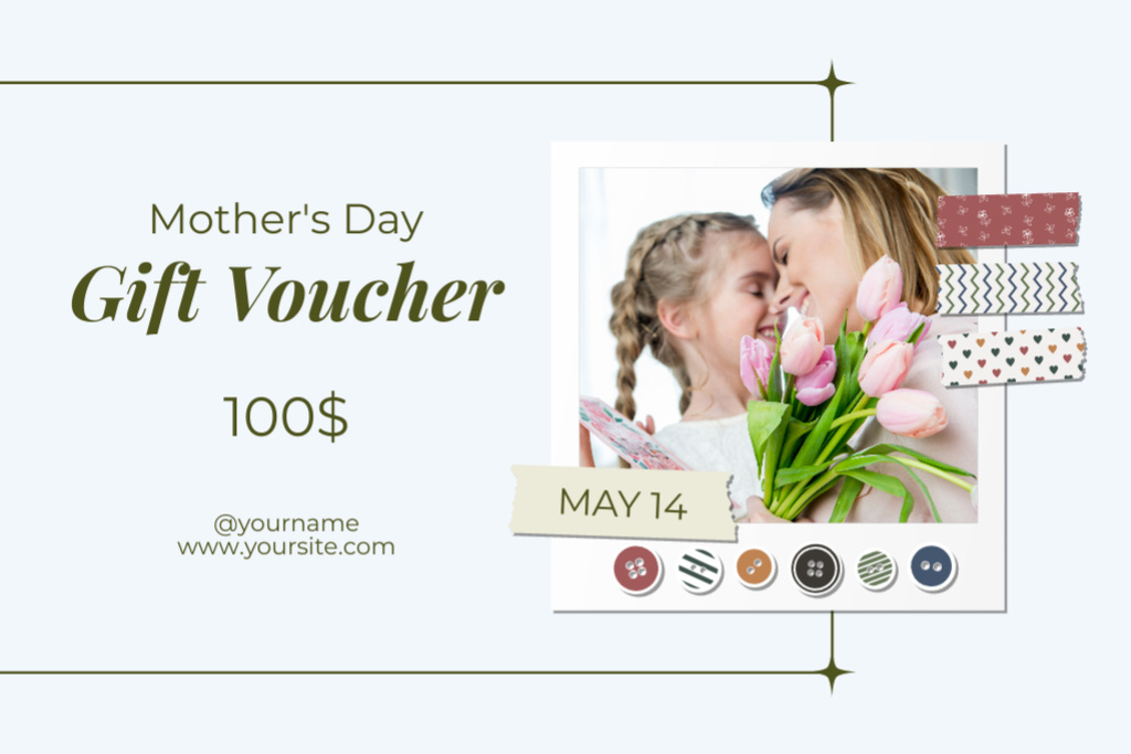 Offer of Gifts on Mother's Day Gift Certificate Tasarım Şablonu