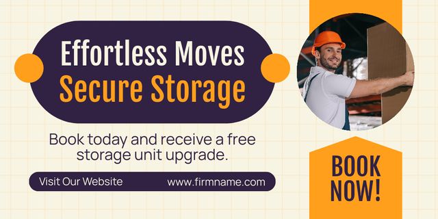 Effortless Moving & Storage Services with Friendly Deliver Twitter Modelo de Design