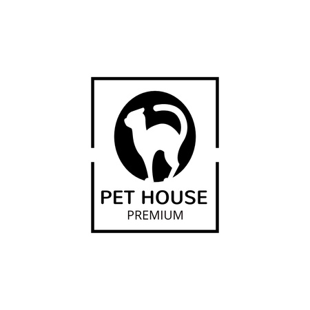 Cat Picture on the Background of the House Logo tervezősablon