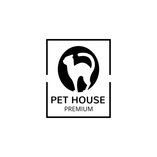 Ontwerpsjabloon van Logo van Cat Picture on the Background of the House