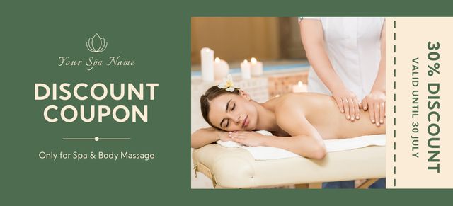 Designvorlage Relaxing Massage Discount with Candles für Coupon 3.75x8.25in