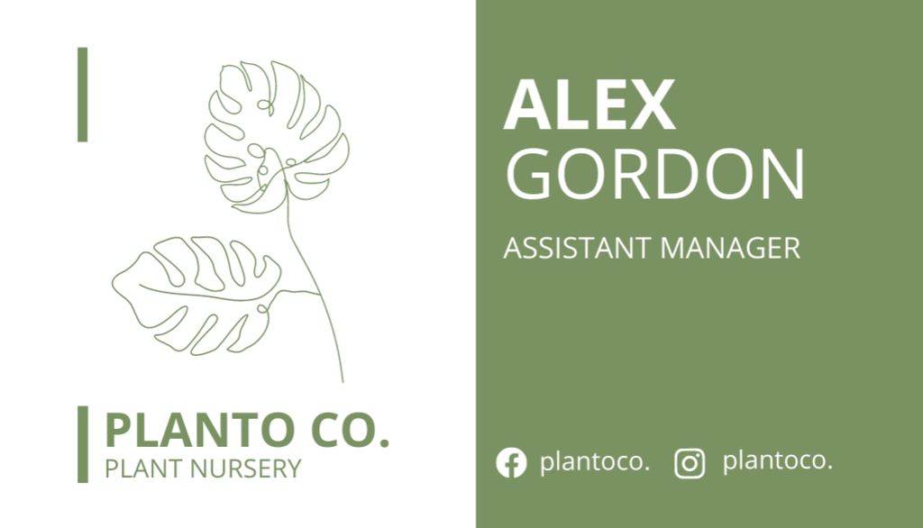 Plant Nursery Assistant Manager Card Business Card US Design Template