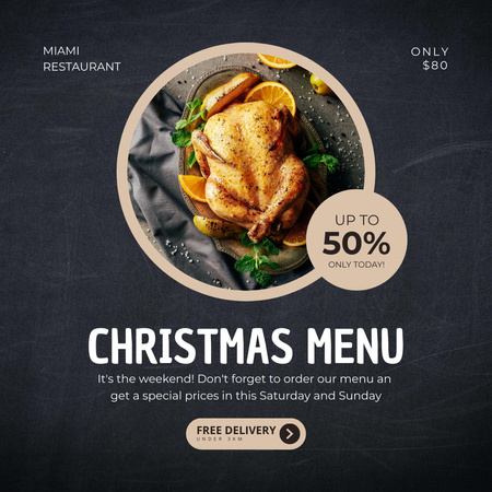 Christmas Menu with Roast Chicken Instagram Design Template