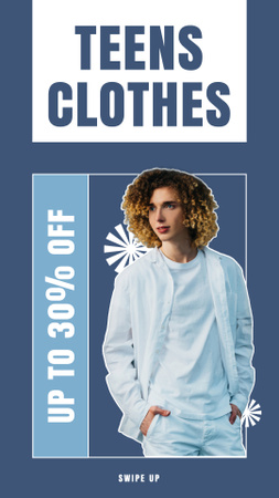 Teen Clothes Sale Offer In Blue Instagram Story Design Template