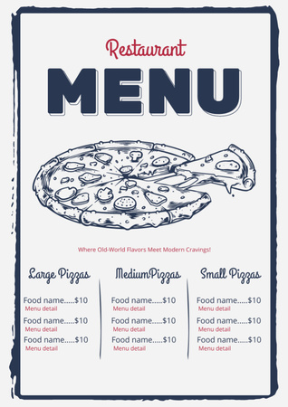 Quote Price with Blue Pizza Sketch Menu Design Template