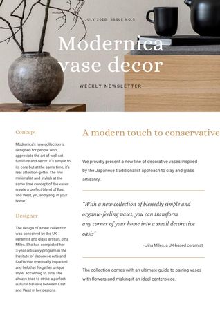 Home Decore Ad with Vase Newsletter Tasarım Şablonu