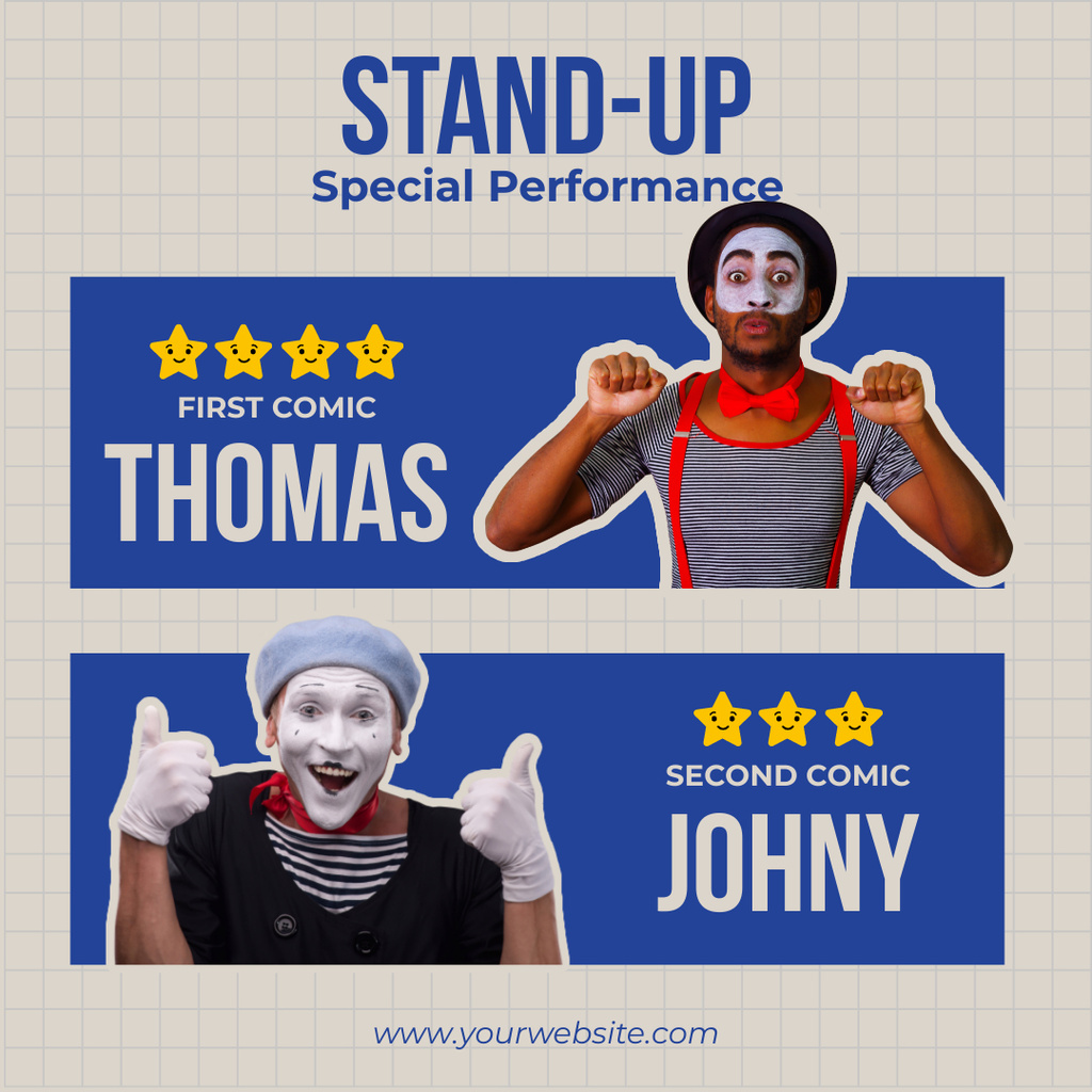 Special Comedy Performance Ad with Mimes Instagram Πρότυπο σχεδίασης