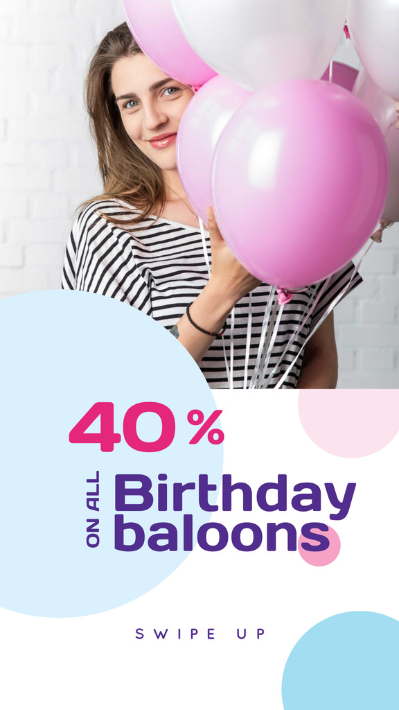 Birthday Balloons Discount Sale Offer Instagram Storyデザインテンプレート