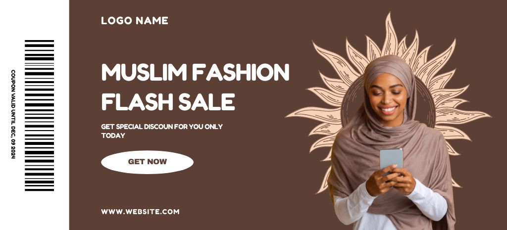 Ontwerpsjabloon van Coupon 3.75x8.25in van Flash Sale of Muslim Fashion Clothes