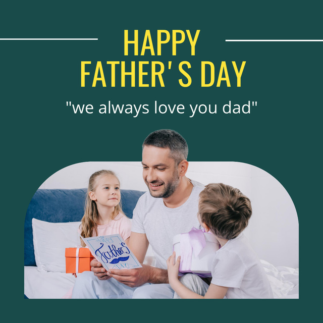 Dad gets Gifts from Kids on Father’s Day Instagram Tasarım Şablonu
