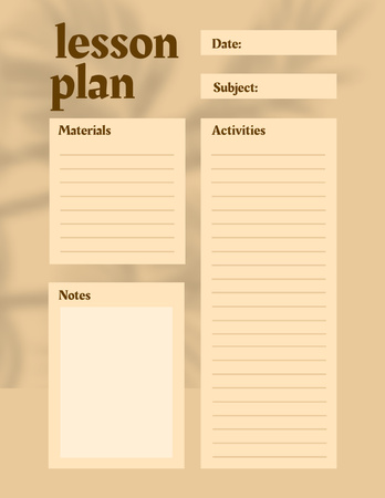 Weekly Lesson Planner with Leaves Shadow Notepad 8.5x11in Design Template
