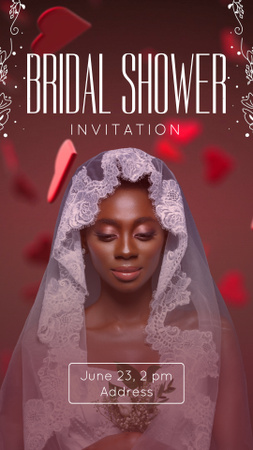 Platilla de diseño Bridal Shower Announcement With Hearts And Veil Instagram Video Story