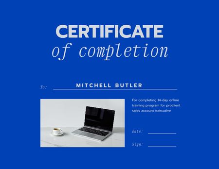 Online training course Completion Award Certificate Design Template