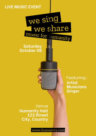 Ontwerpsjabloon van Poster van Liefdadigheidsevenement met livemuziek
