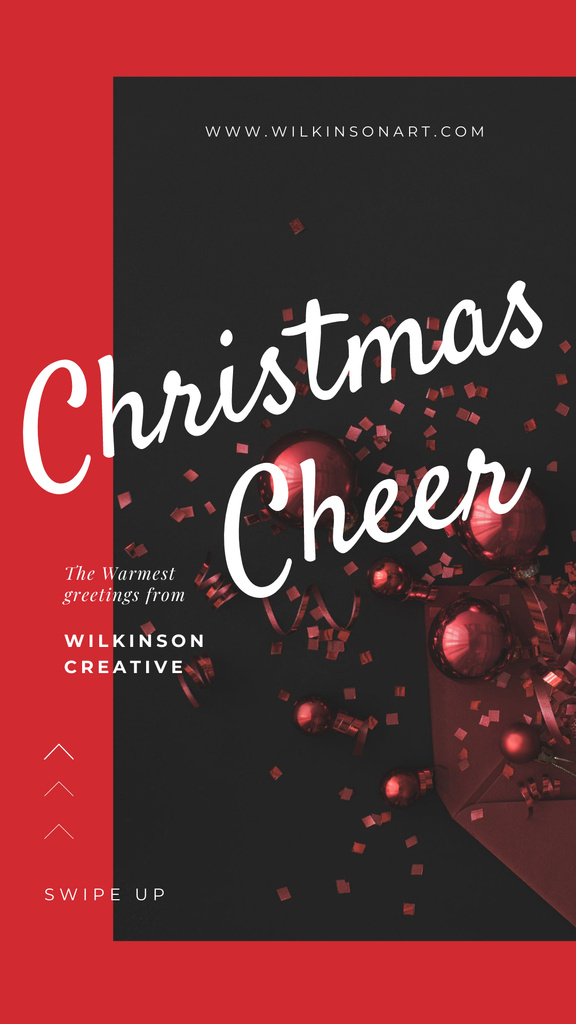 Christmas Greeting Shiny Decorations in Red Instagram Story Design Template