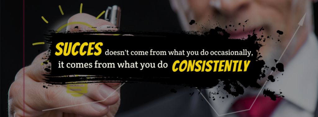 Quote about Success with Confident Businessman Facebook cover Modelo de Design