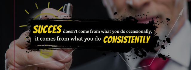 Quote about Success with Confident Businessman Facebook cover – шаблон для дизайну