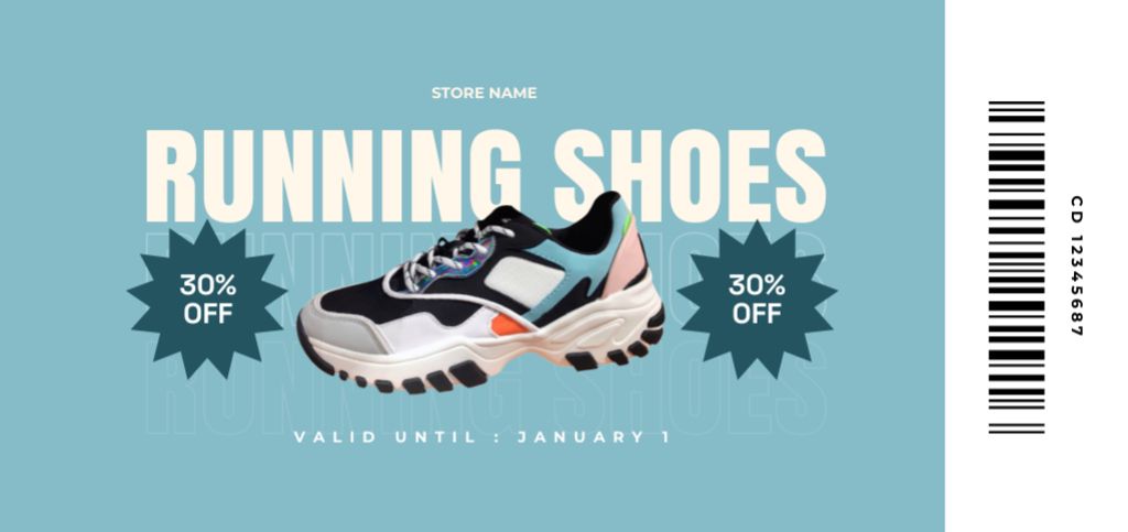 Ontwerpsjabloon van Coupon Din Large van Professional Running Shoes With Discounts Offer