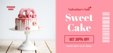 Offer of Sweet Cake on Valentine's Day Holiday Coupon Din Large Design Template