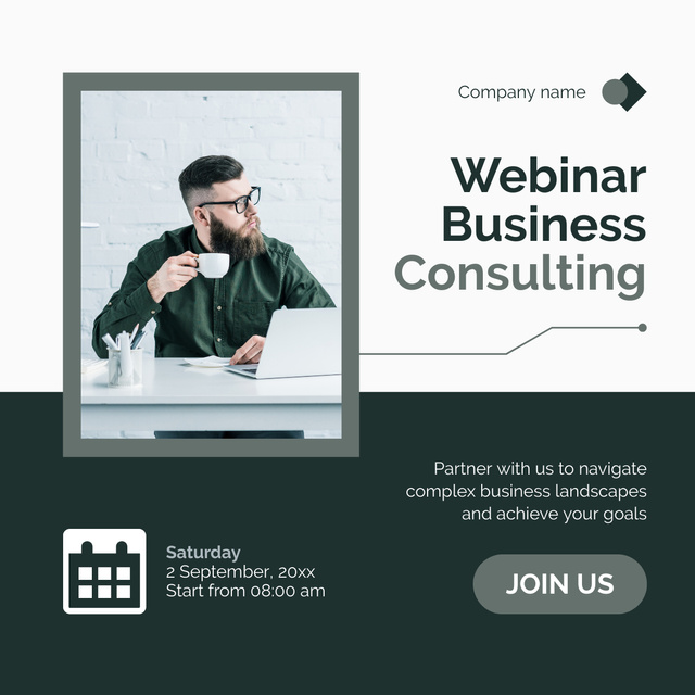 Webinar Announcement about Business Consulting LinkedIn post Design Template