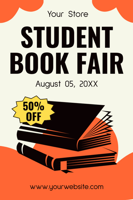 Student Book Fair Announcement on Red Tumblr Modelo de Design