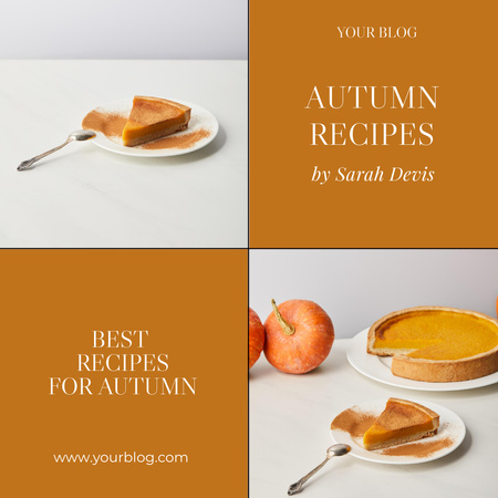 Fall Food Recipies with Pie Instagram Design Template